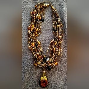 NEW handmade beaded and pendant necklace  (benefits 503c animal rescue)